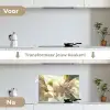 Bloesems - Wit - Zonnestralen -  Bloemblaadjes keuken achterwand spatscherm klein -voor_na_NL