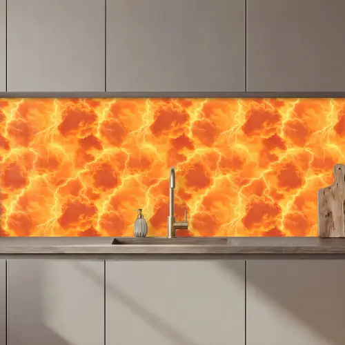 Bliksem - Storm - Oranje keuken achterwand 2 middel 871 zz_3dshopping