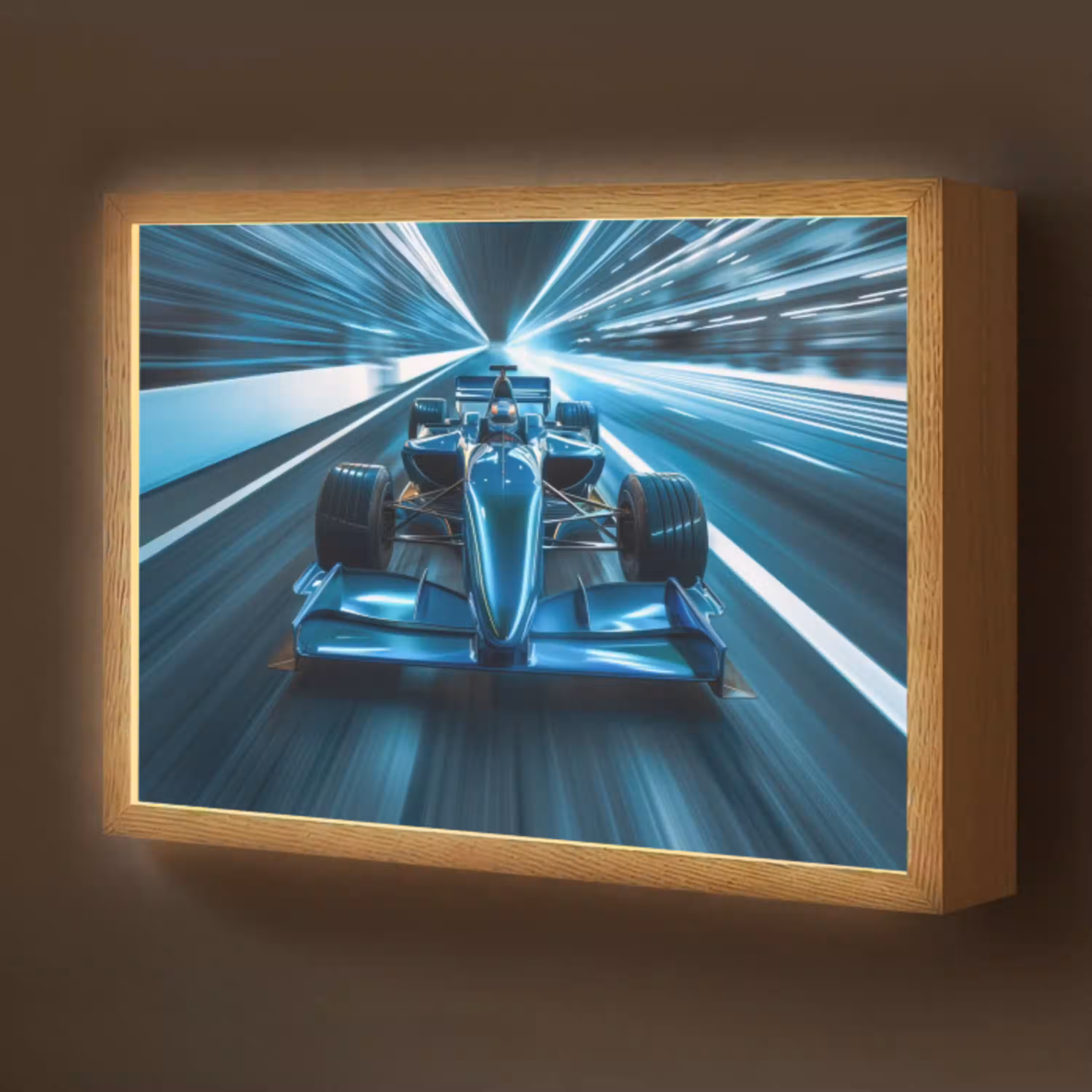 Race - Auto - Formule 1 - Jongens - Blauw Light Box met batterij (Wandlamp kind) middel -z3d_website