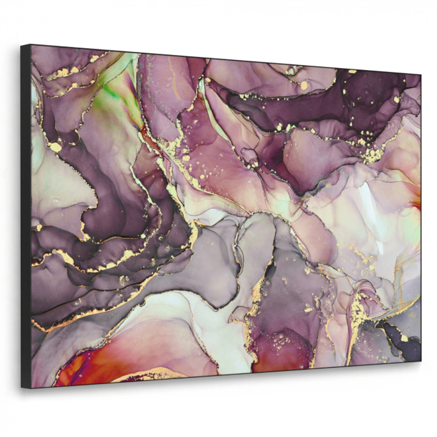 Marmer - Rood - Paars - Goud Textielframe zwart klein -3d