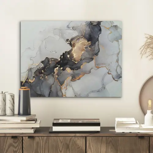 Zwart - Marmer - Luxe - Goud PET vilt klein -sfeer1
