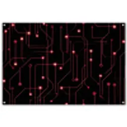 Gaming - Lijnen - Netwerk - Stippen - Rood tuinposter los doek groot -3d