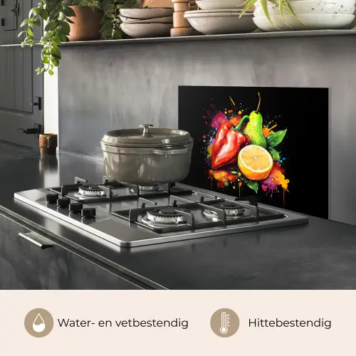 Paprika - Peer - Citroen - Graffiti - Verf - Abstract keuken achterwand spatscherm klein -usp_NL