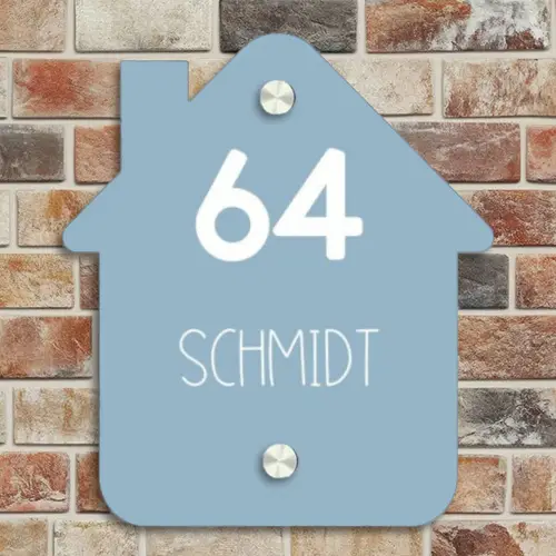 Effen - Lichtblauw - Modern Naambord Huisje klein -sfeer6