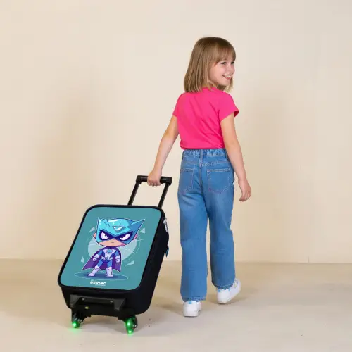 Turquoise tornado Kinderkoffer - Zwart klein -sfeer1
