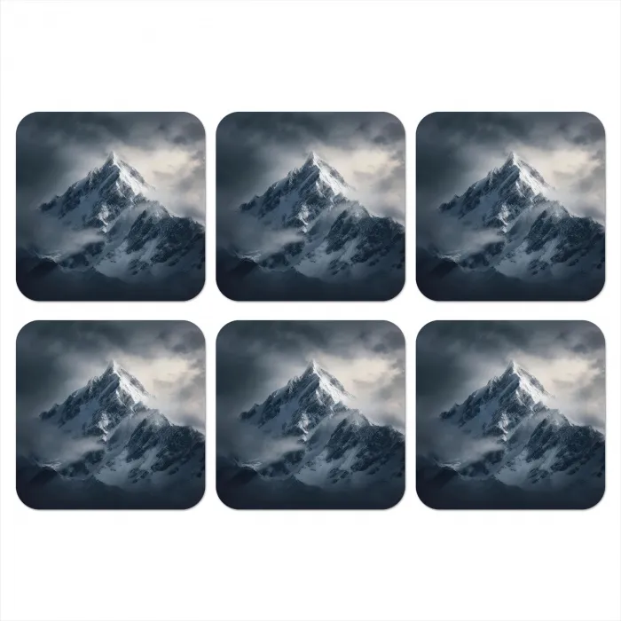 Sneeuw - Berg - Wolken onderzetter kurk middel -3d