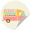Ijskar - Retro - Softijsjes - Roze Wandcirkel behangsticker klein -3d