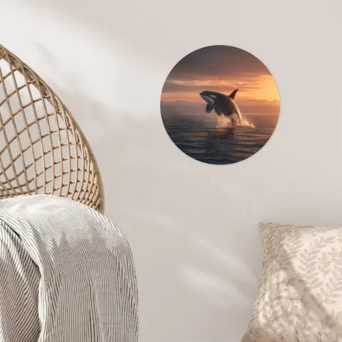 Orka - Zee - Zonsondergang Wandcirkel behangsticker klein -sfeer4