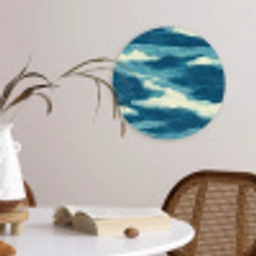 Golven - Abstract - Patroon - Blauw - Wit Wandcirkel kunststof plaat 5mm dik klein 188 -sfeer4