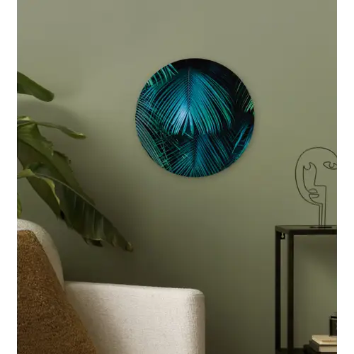 Inductie beschermer - Inductie afdekplaat - Tropical - Jungle - Bladeren - Groen Wandcirkel kunststof plaat 5mm dik klein -sfeer3