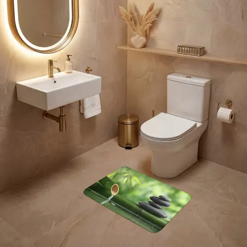 Zen - Stenen - Groen - Natuur - Bamboe WCmat klein -sfeer3