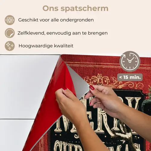 Klassiek - Kerstgroet - Sneeuwpop - Rood keuken achterwand spatscherm klein -spatscherm_NL