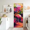 Bunter Flamingo im tropischen Dschungel mit personalisierbarem Namensfeld. deurposter klein -sfeer5