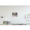 Welpje - Bad - Geel textielposter latten blank klein -kinderkamer