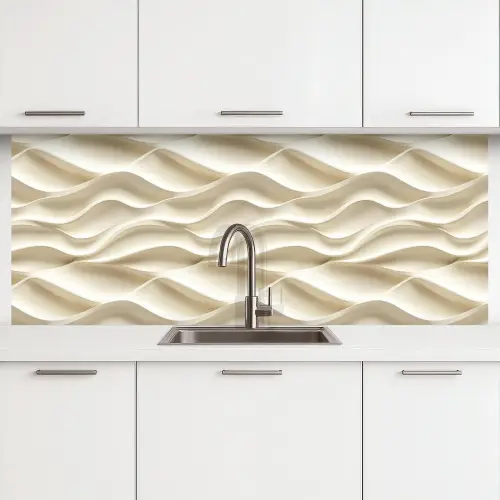 Lijnen - Golvend - Crème keuken achterwand 2 middel 871 -3d