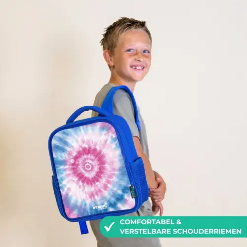 Tie dye - Abstract - Blauw - Roze Kinderrugzak - Blauw middel -sfeer3_NL