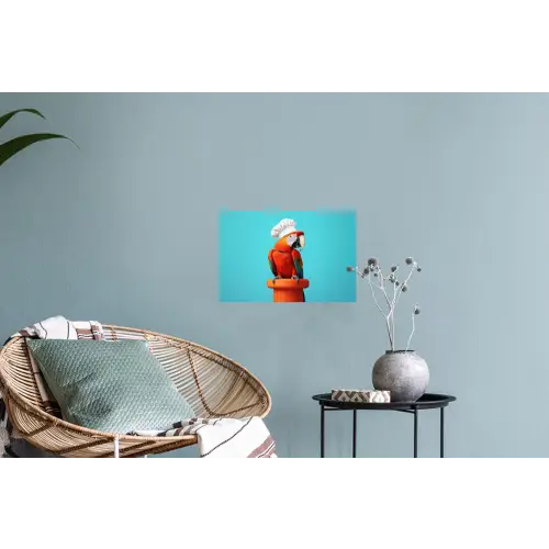 Ara - Koksmuts - Sokkel - Grappig Muursticker klein -plant