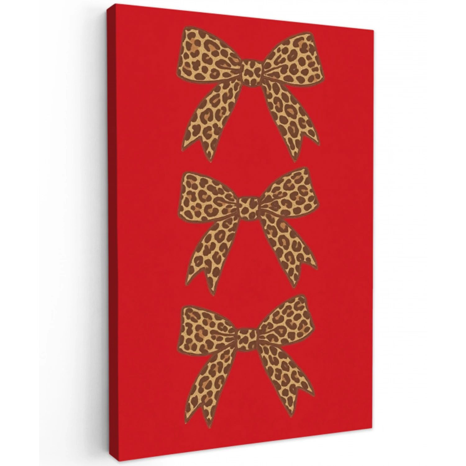 Strikken - Panterprint - Rood Tuinposter op houten frame 2 cm dik middel -3d