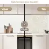 Bladeren - Beige - Monstera - Palm keuken achterwand 2 middel -voor-na2_NL