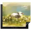 Schaap - Weide - Groen Inductie beschermer vinyl 3mm middel -3d