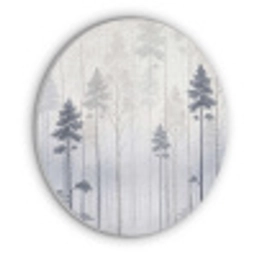 Bos - Bomen - Mist - Natuur - Illustratie - Grijs Akoestische PET Vilt - Rond klein -3d