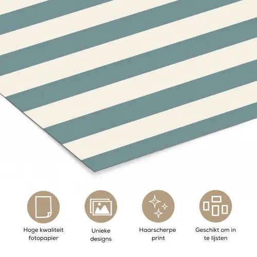 Strepen - Modern - Blauw poster papier klein 62 -closeup_NL