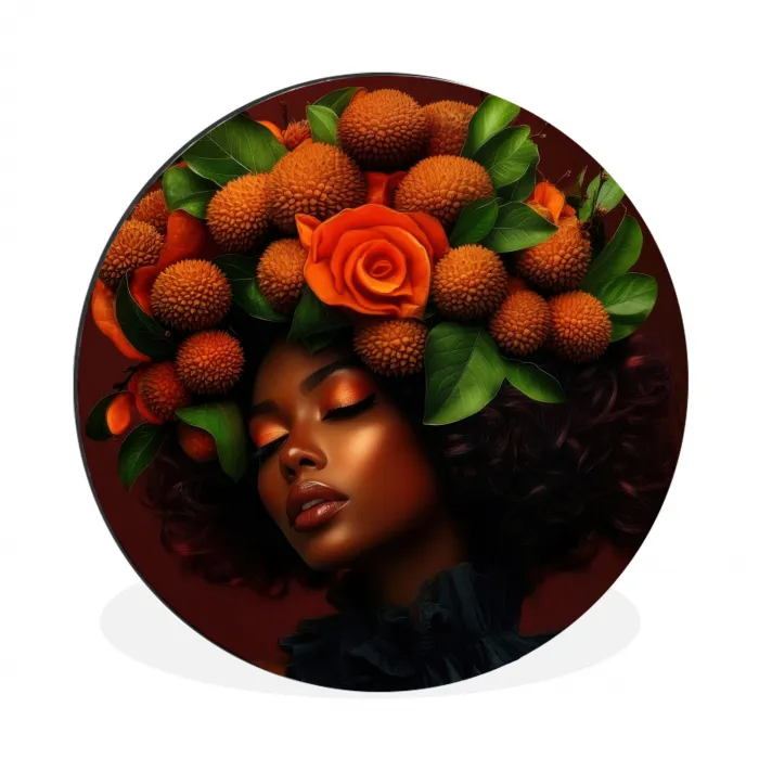 Vrouw - lychee - exotisch Wandcirkel aluminium klein -3d