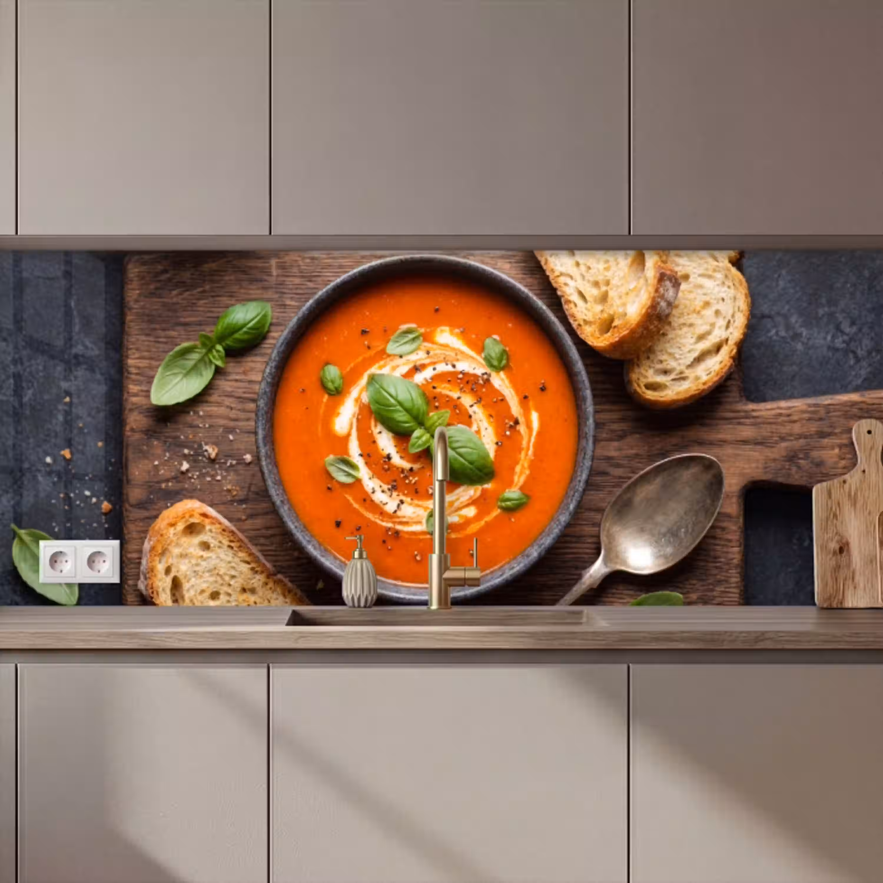 Eten - Soep - Basilicum - Rustiek - Rood keuken achterwand 2 middel zz_3dshopping