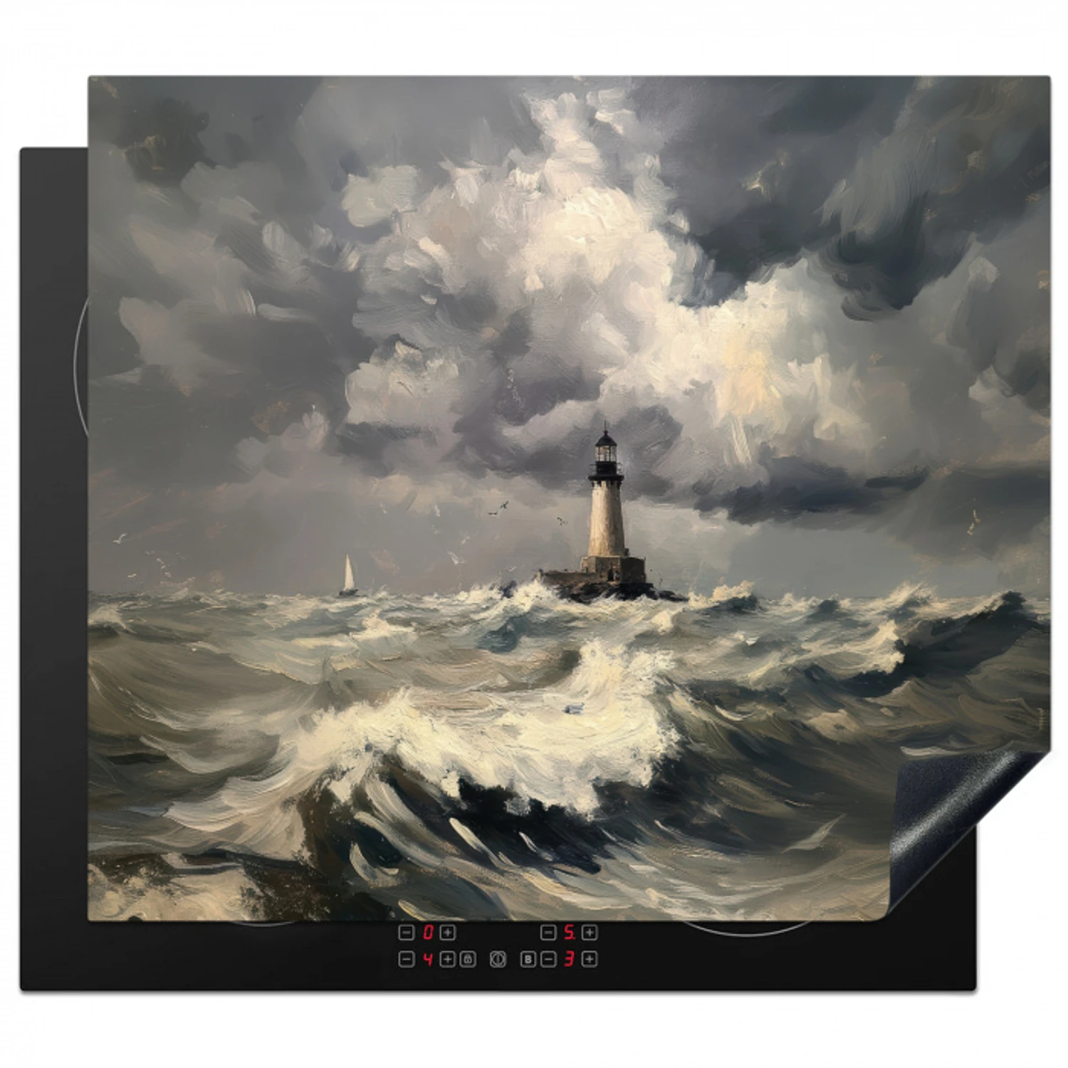 Vuurtoren - Golven - Storm Inductie beschermer vinyl 3mm middel -3d