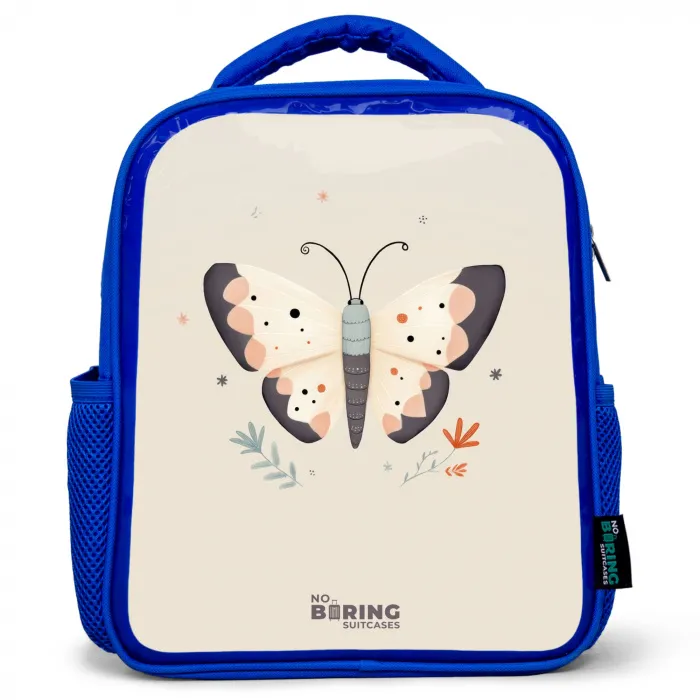 Vlinder in neutrale pastel kleuren Kinderrugzak - Blauw middel -3d