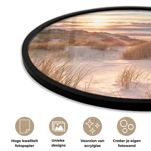 Duin - Planten - Zonsondergang - Strand - Zee Fotolijst rond zonder passe partout klein -closeup_NL