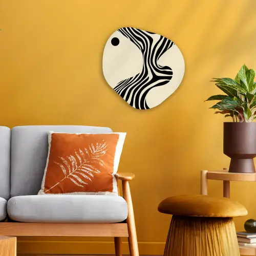 Beige - Lijnen - Golvend -  Abstract Wandcirkel Organisch Forex 3mm klein -sfeer4