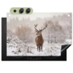 Edelhert - Bos - Sneeuw - Winter - Majestueus Inductie beschemer met haakjes klein -3d