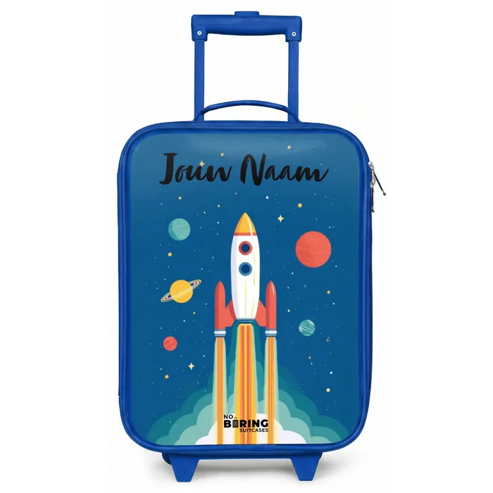 Raket - Planeet - Sterren - Veelkleurig Kinderkoffer - Blauw klein -zz3dotto