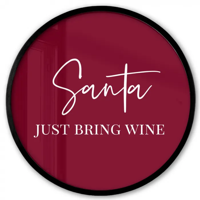 Santa - Wine - Rood - Kerst - Kerstman Fotolijst rond zonder passe partout klein -3d