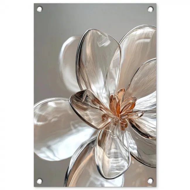 Bloem - Glazen - Doorzichtig tuinposter los doek klein -3d