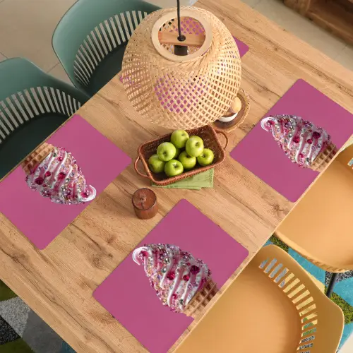 Softijs - Edelstenen - Roze - Hoorntje Placemat vinyl groot -zzsfeer5_Kitchenyeah-website