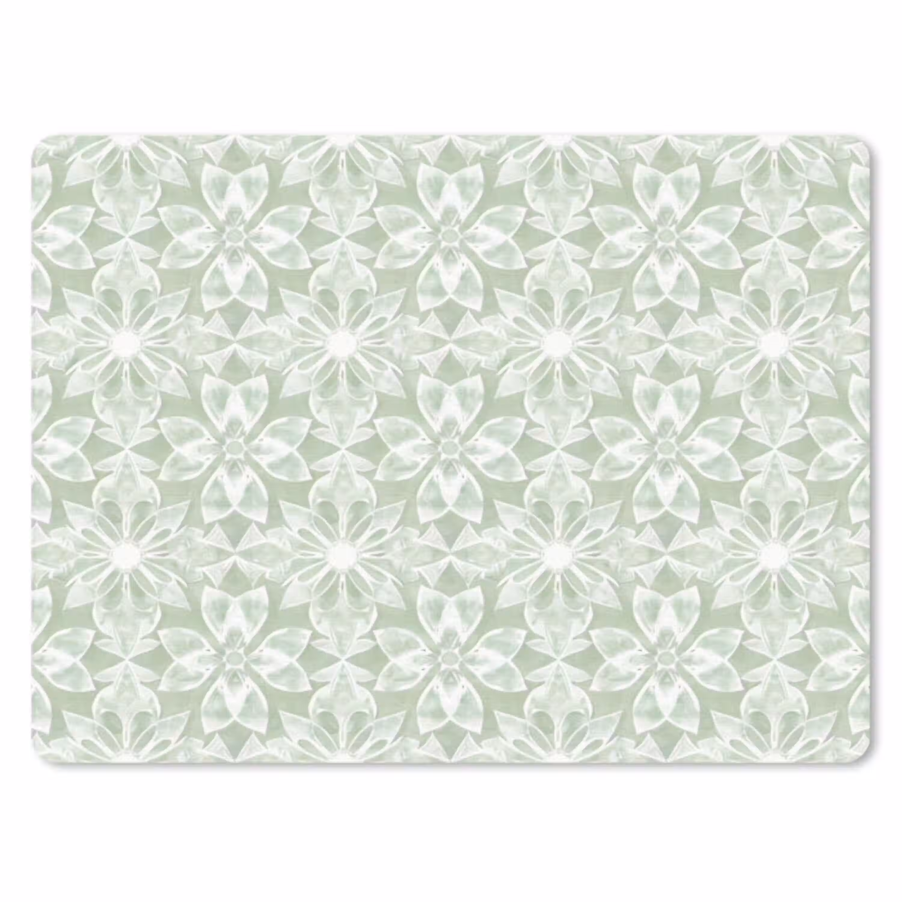 Saliegroen - Symmetrisch - Mandala - Ornament - Patroon muismat rubber klein 262 -3d