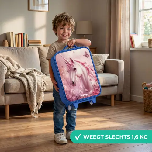 Eenhoorn - Roze - Vlinders - Bloemen Kinderkoffer - Blauw klein -sfeer2_NL