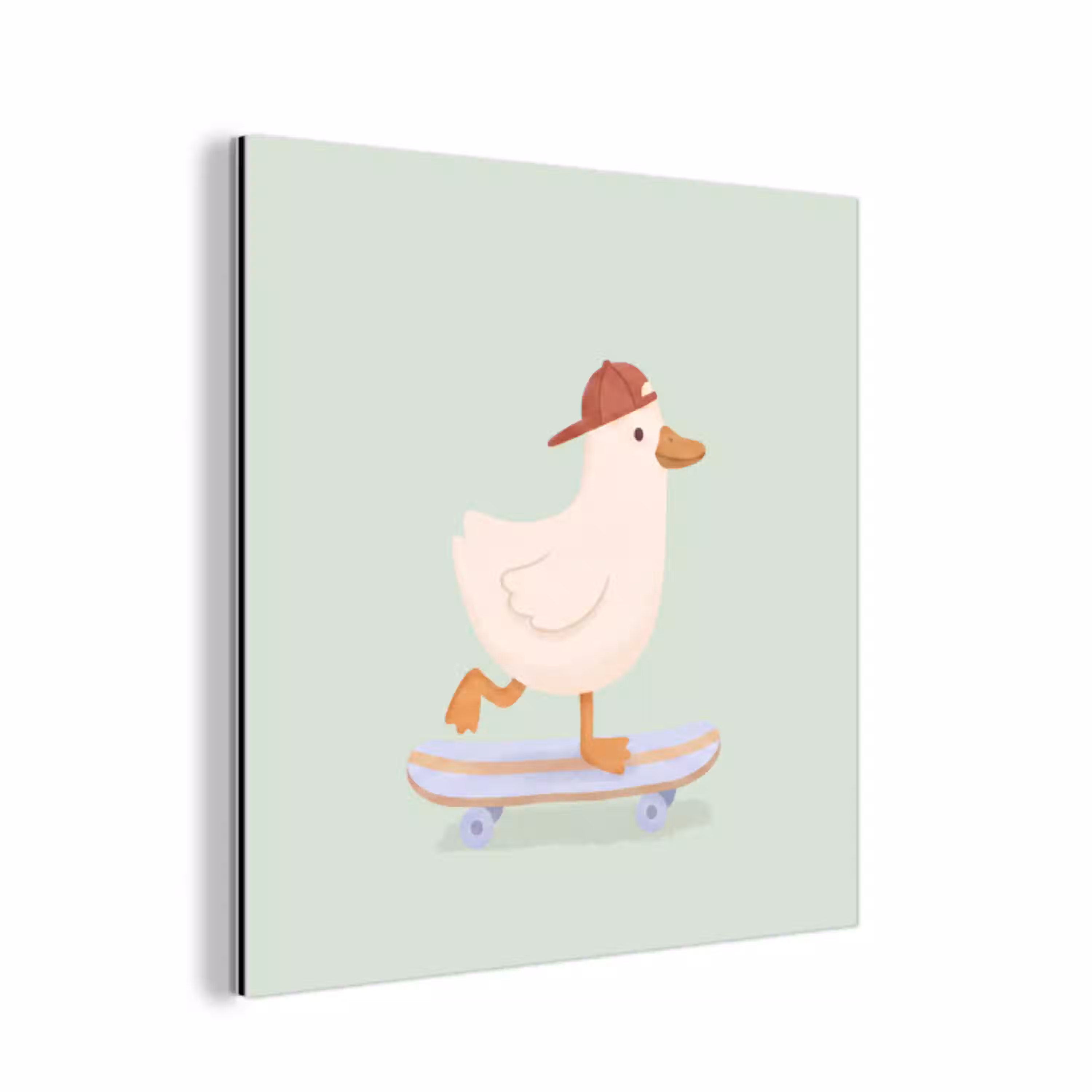 Vogel - Skateboard - Dieren - Cartoon - Speels aluminium wit klein -3d