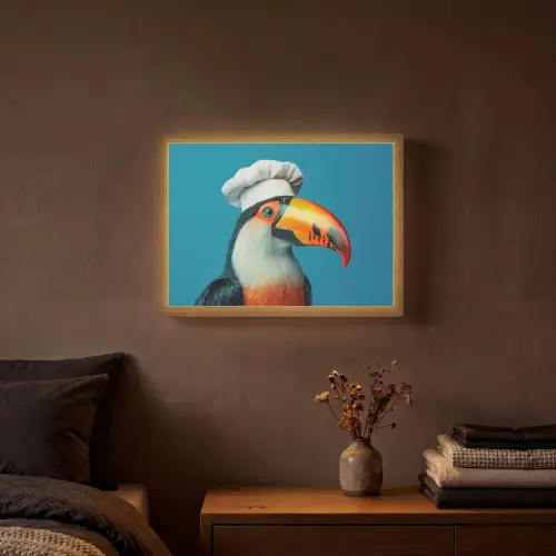 Toekan - Papegaai - Vogel - Koksmuts Light Box met batterij (Wandlamp) middel -sfeer4
