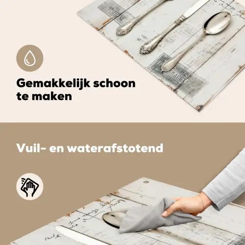 Zilver - Bestek - Hout Inductie beschemer met haakjes klein -ky-schoon-nl