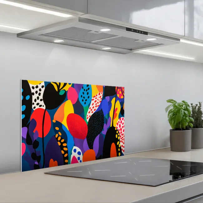 Bloemen - Bladeren - Abstract - Rood keuken achterwand spatscherm klein -3d_schuin