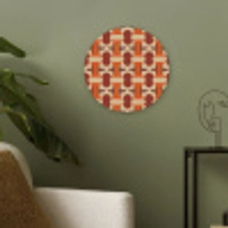 Geometrisch - Retro - Oranje Akoestische PET Vilt - Rond klein 838 -sfeer2