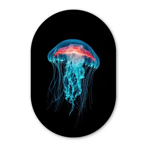 Kwal - Tentakels - Blauw - Licht Wandcirkel Ovaal Glas middel -3d