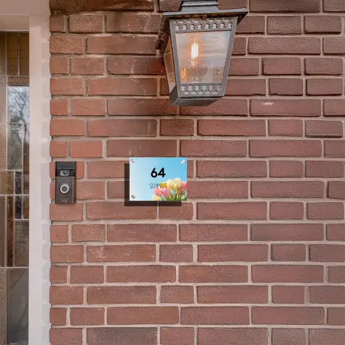 Gekleurde tulpen lucht - Modern Naambord Rechthoek middel -sfeer7-rechthoek-S