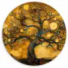 Boom - Levensboom - Abstract - Goud Wandcirkel kunststof plaat 5mm dik klein -3d