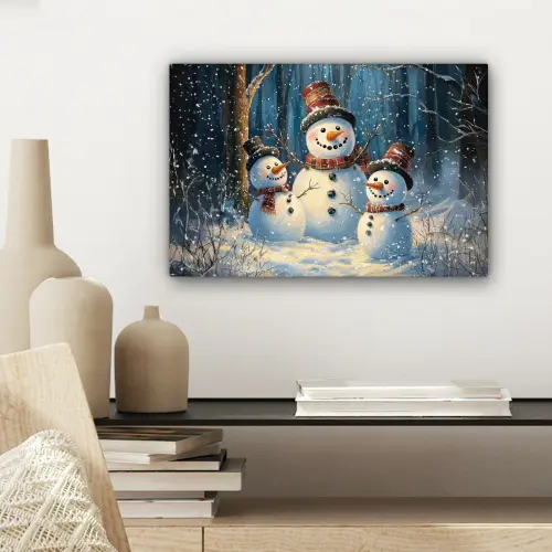 Sneeuwpop - Sneeuw - Winter - Bos canvas 2cm klein -sfeer6