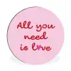 Tekst - Roze - Love - Hart Wandcirkel aluminium klein -3d
