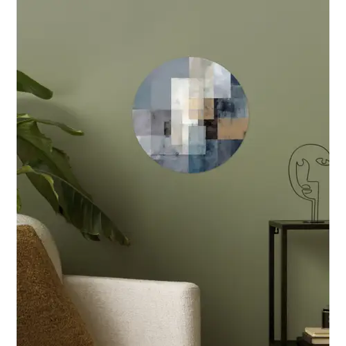 Rechthoeken - Abstract - Blauw Wandcirkel behangsticker klein -sfeer2